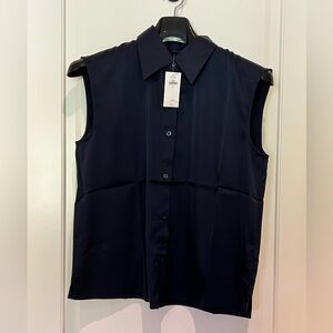 Banana republic Sleeveless Navy Button-Up blouse